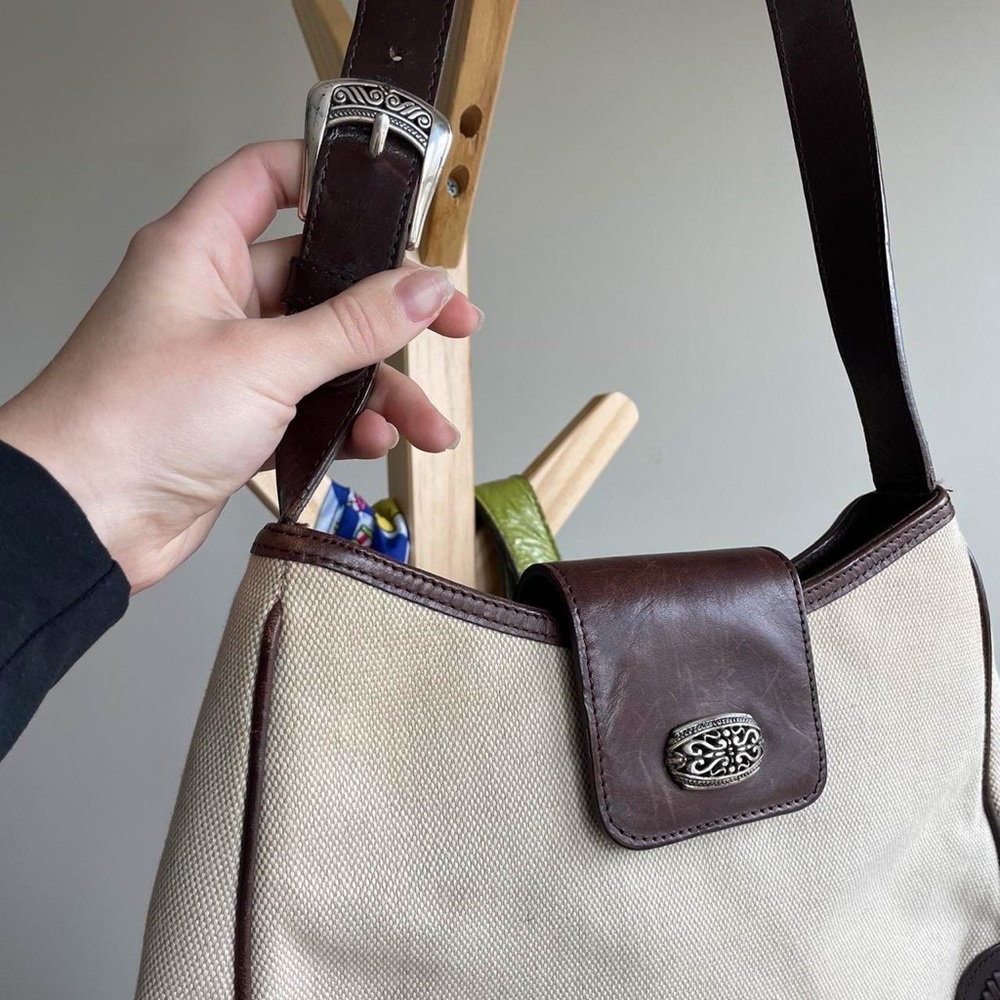 Canvas and brown leather Fossil over the shoulder bag